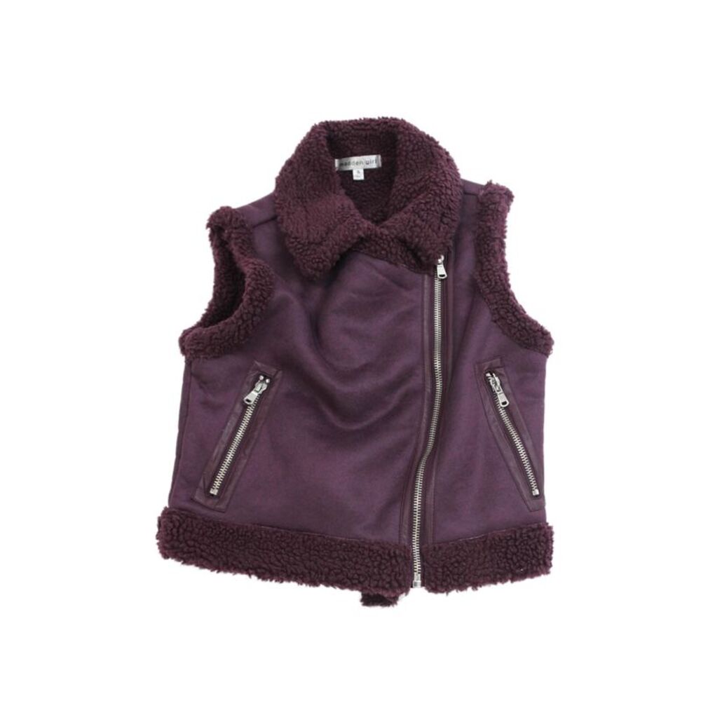 Madden Girl Childrens Girls Faux Fur Vest Jacket Purple Size Small